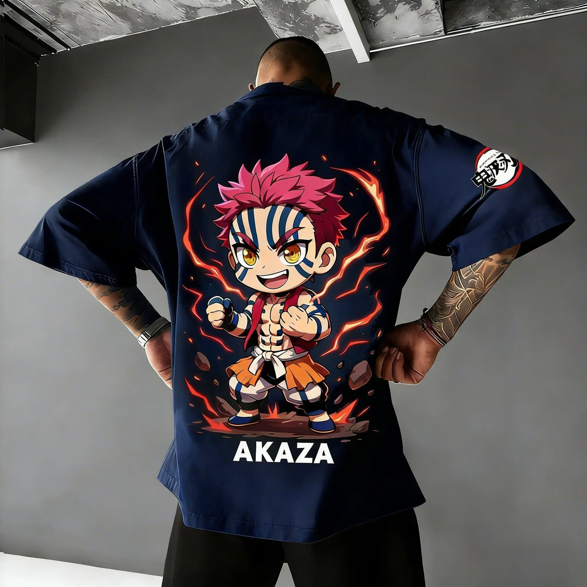 

Футболка Demon Slayer Akaza Y2K с графическим принтом, мужская и женская, летняя, 2026, хлопковая, с коротким рукавом, повседневная, в стиле аниме, уличная одежда, топы