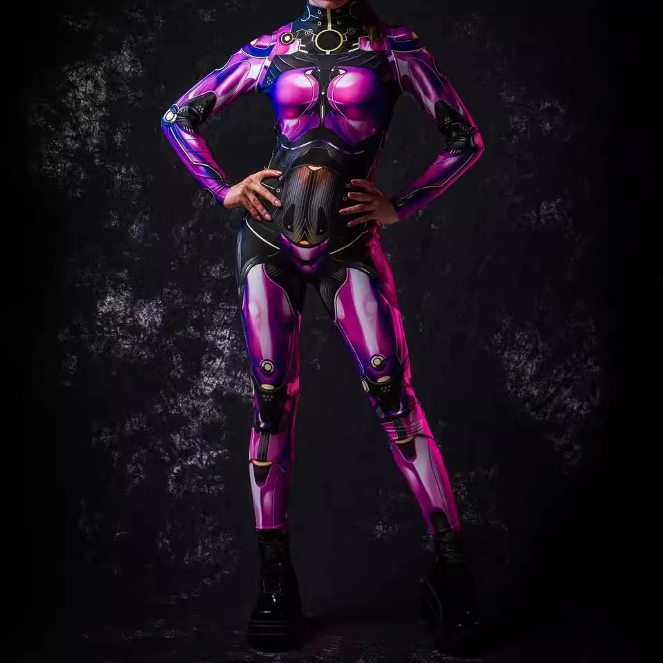 

Unisex Festival 3D Armor Jumpsuit Punk Printed Steampunk Armor Bodysuit Halloween Party Cosplay Costume Carnival Romper