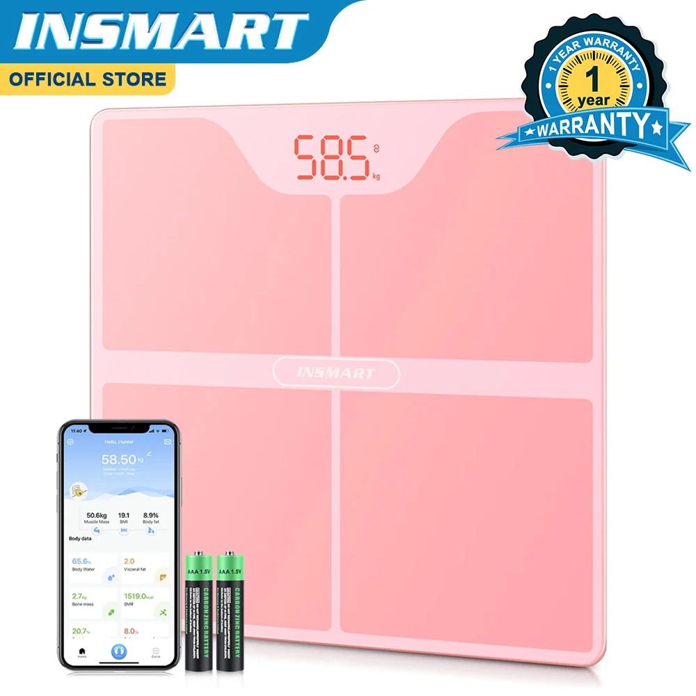 

INSMART Body Digital Weight Scale Solar & Light Energy Charging Bioimpedance Body Fat Bathroom Scales BMI Smart Scale Balance