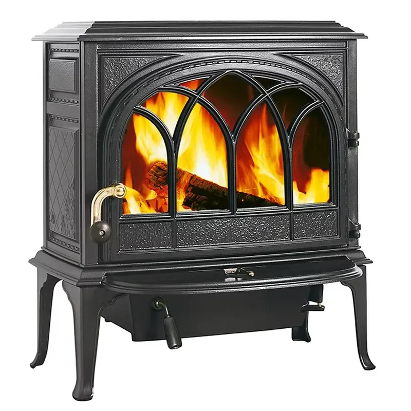 Modern Design Indoor Wood Fireplace with Long Burning Capability High Power Cast Iron Construction in Stock