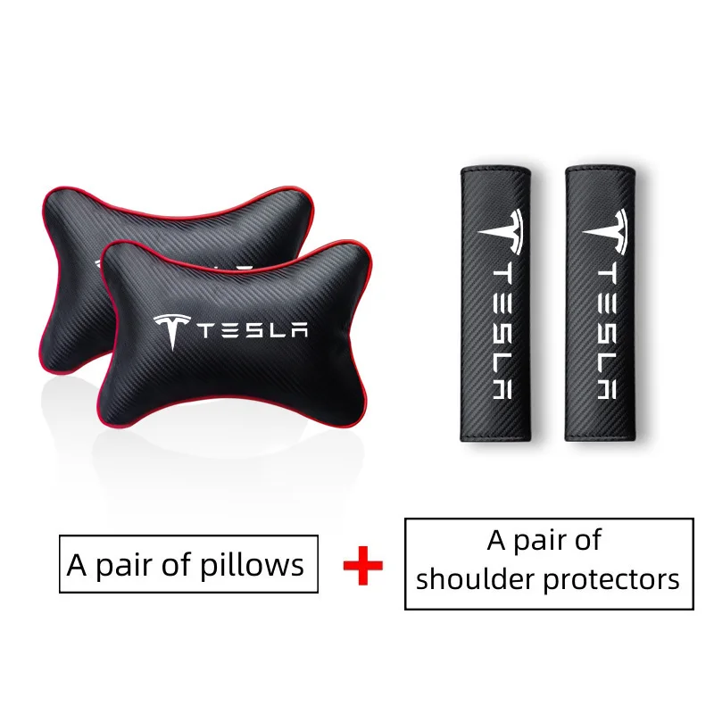 New Car Seat Belt Protect Shoulder Pads Cervical Spine Headrest Neck Pillow For Tesla Model 3 Model S X Model Y Roadster SpaceX