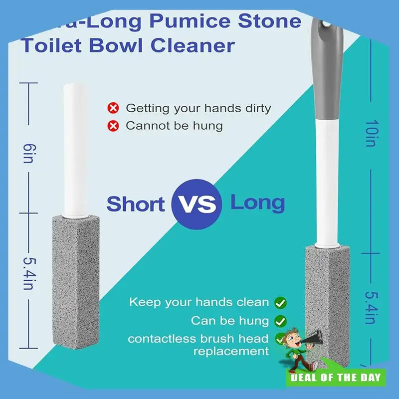 24-Hour Delivery Toilet Bowl Cleaner, 4PCS Pumice Stone With Extra Long Handle, 1 For Cleaning Handle For Toilets