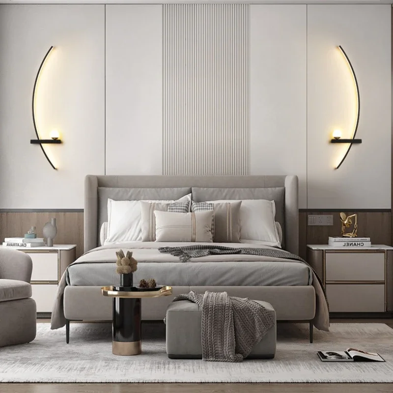 قطعتان من مصابيح الحائط LED الحديثة القابلة للتعديل، مصباح جداري مقاس 21.65 بوصة بجانب السرير بسيط لغرفة المعيشة وغرفة النوم وجدار خلفية التلفزيون #1