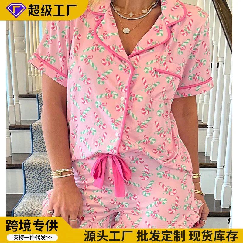 

Striped Short Sleeve Shorts Pajama Set Casual Breathable Pajamas Cool Lightweight Soft Sleepwear Women Summer Cozy Loungewear