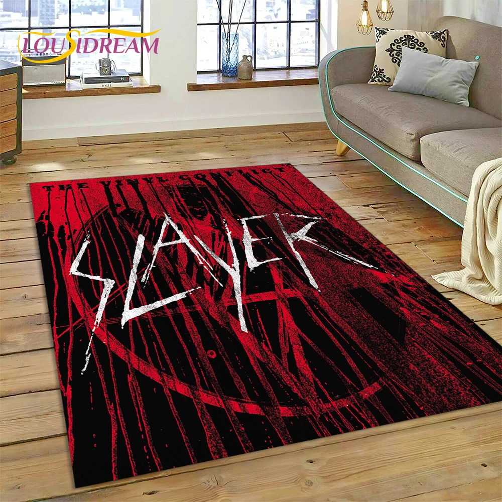 3D Rock Slayer Heavy Metal Band  Rug Carpet for Living Room Bedroom Decor,Floor Mat Non-slip Decoration for Sofa Doormat Gifts