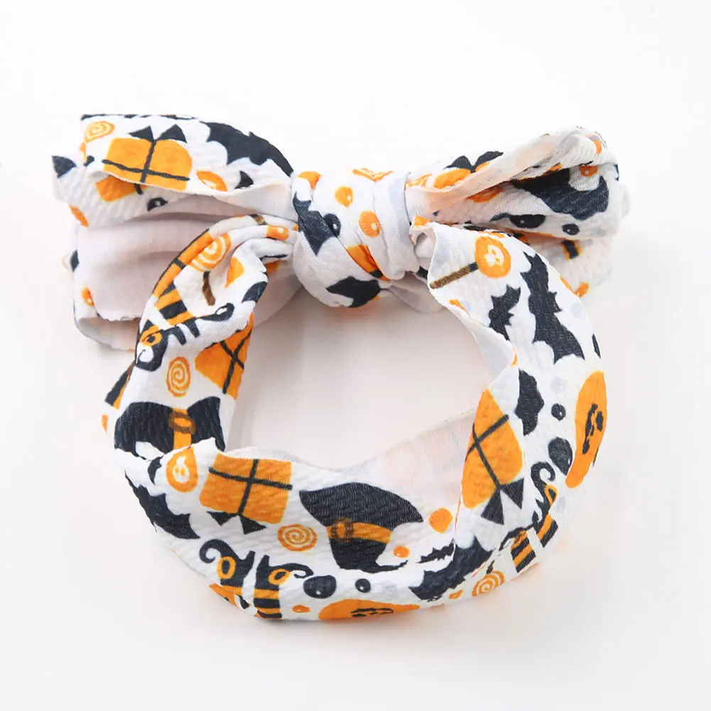 2 pz/lotto Ghost Print Halloween Day fasce per bambini Bullet Bowknot fasce per capelli neonate fasce per capelli puntelli per fotogrphy per feste