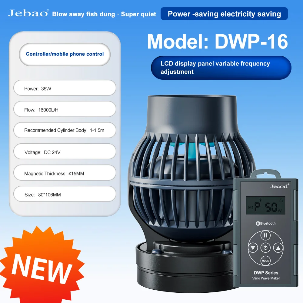Jebao Jecod 2024 Dlw Serie Bluetooth Wave Pomp Voor Aquarium App Controle Dc Zoutwater Aquarium Intelligente Mute Waterpomp