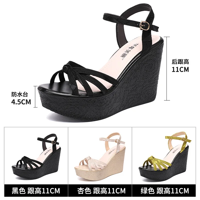 

Plus Size 32-43 Platform Sandals 11cm Women Shoes Summer 2024 Open Head High Heels Wedges Sandals Ladies Casual Beach Sandalias