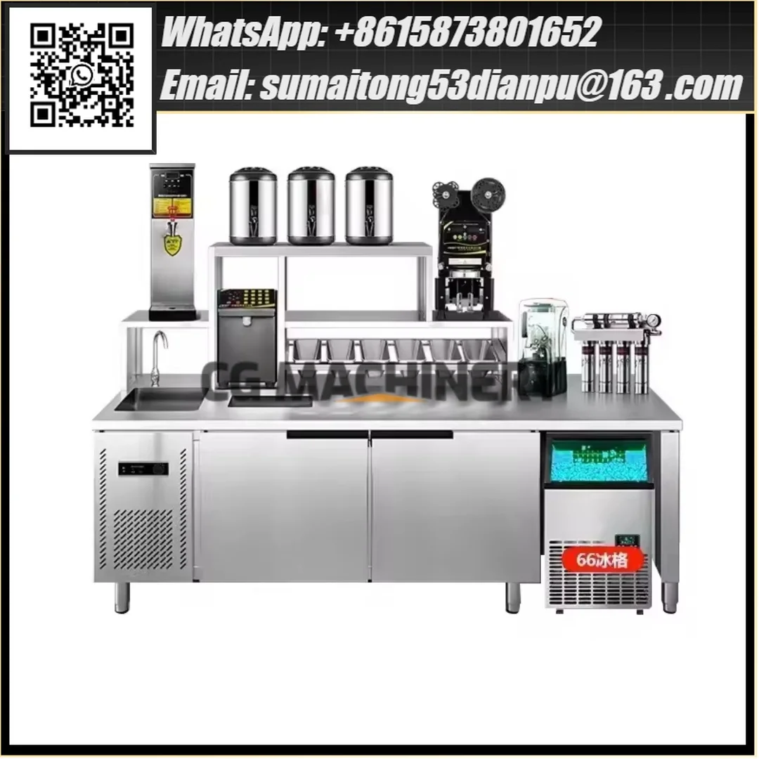 Customizable Stainless Steel Bubble Tea Station Single-Temperature Chiller Countertop with Topping Container