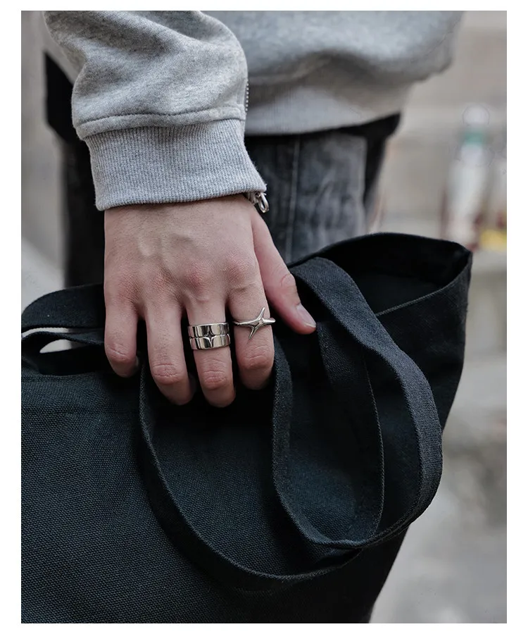 Titanstahl-Sternenring für Männer und Frauen, breites Band, Unisex, Hip-Hop, Punk, Streetwear, Statement-Schmuck, neues Kpop-Geschenk – Detail 8