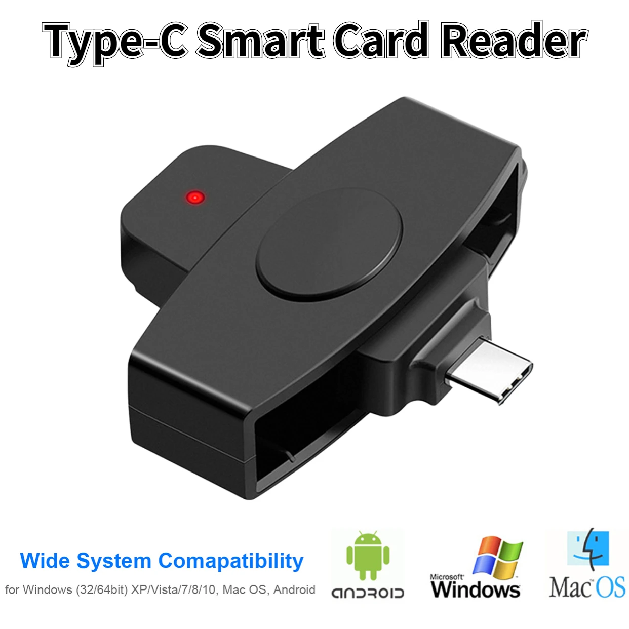 USB type C Smart Card Reader Portable Card Reader Adapter For  Citizen Bank EMV SD Card External for Windows for Mac/Android OS