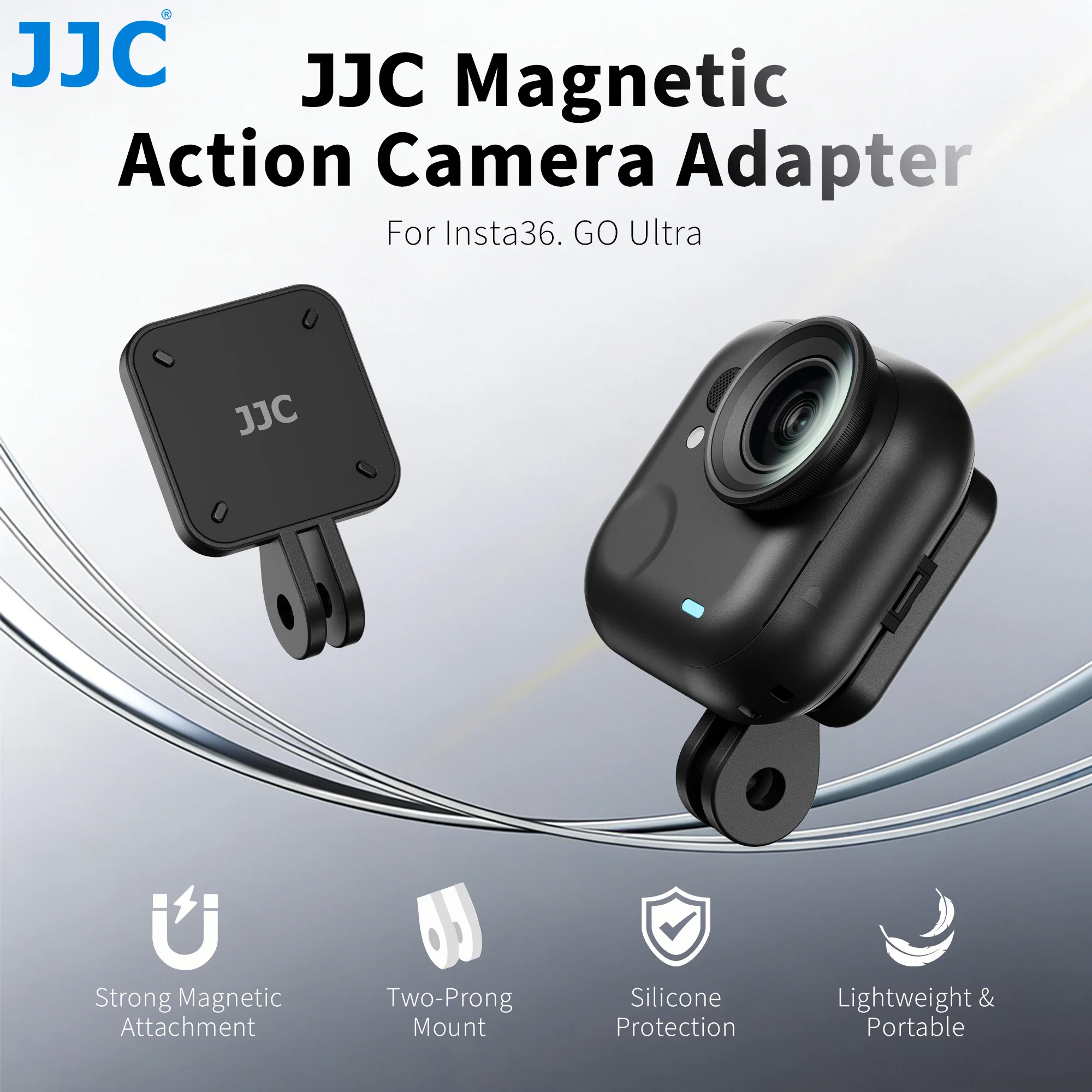 JJC Quick Mounting Magnetic Base for Insta360 Go Ultra Accessories Magnetic Mount Adapter Foldable Steering Holder Bracket Base
