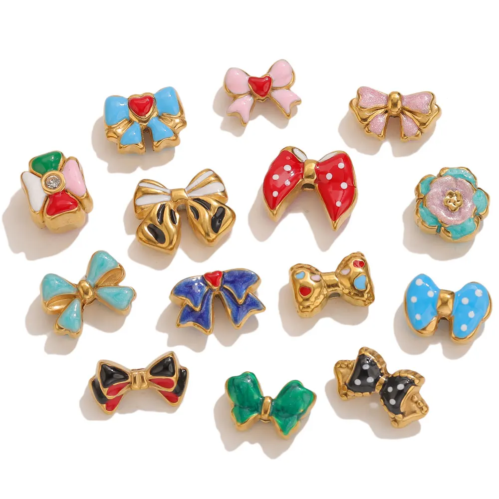 2 قطعة الفولاذ المقاوم للصدأ Bowknot خزر عازل ل سوار قلادة المينا فضفاض الخرز DIY بها بنفسك لطيف الخرزة صنع المجوهرات Supplies الحرفية