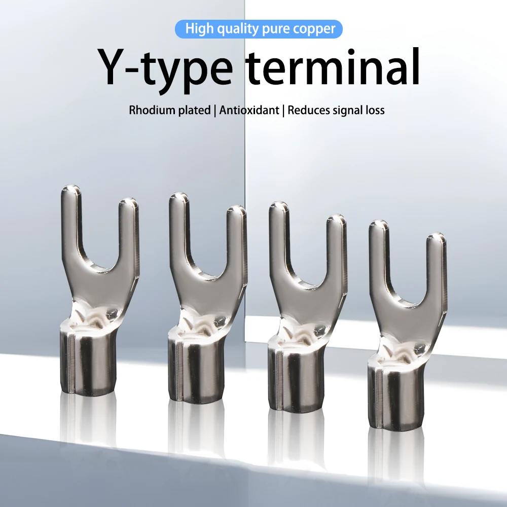 

Monosaudio Pure Copper Y Plug Terminal Rhodium Plated Banana Plug High-end Power Connector Ground Wire Adapter Y6R B6R