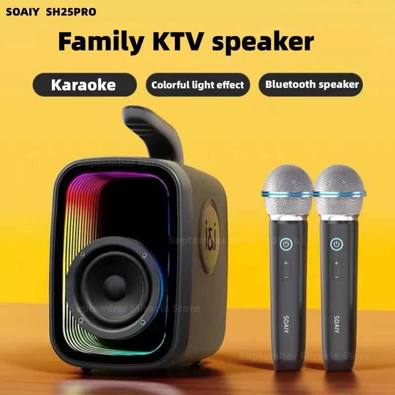 

Wireless Home Theater KTV Bluetooth Audio Outdoor Convenient Wireless Microphone High Volume Bass Speaker System Caixa de som