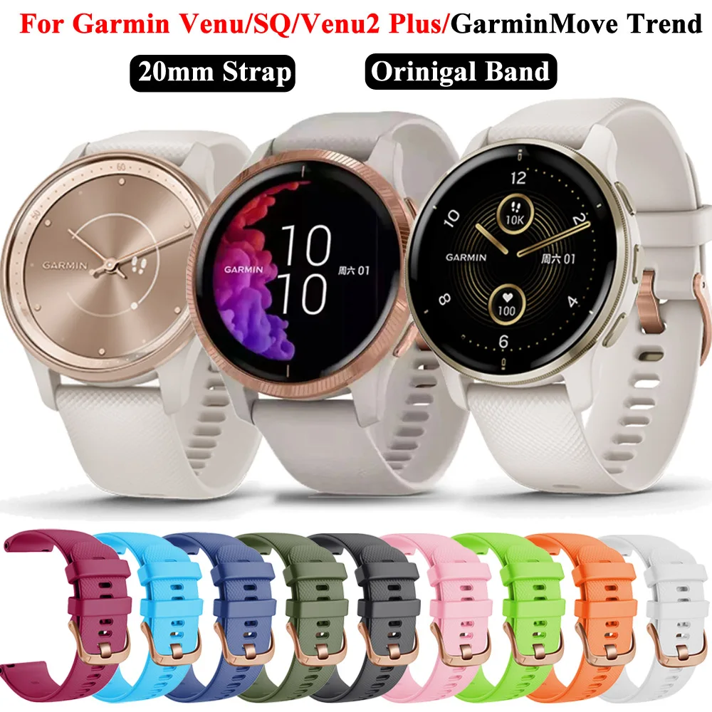 20mmStrap For Garmin Venu2 Plus Venu SQ 2 Plus Wristband Forerunner645 245 158 Vivoactive 3/5 GarminMove Trend Silicone Bracelet