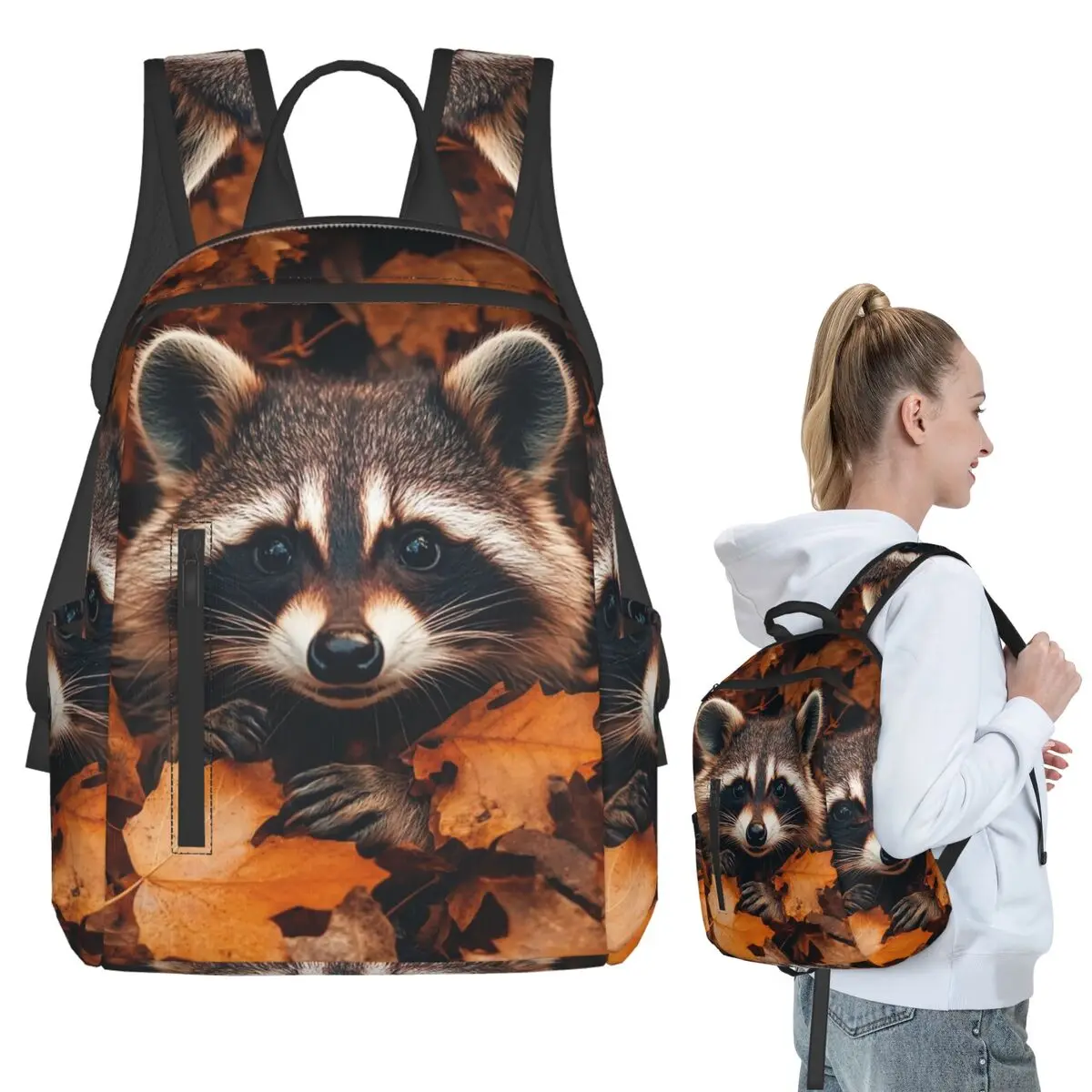 Red Raccoon And Autumn Maple Leaves Backpack Student BookBag Children School Bag Computer Shoulder Bags Boys Girls
