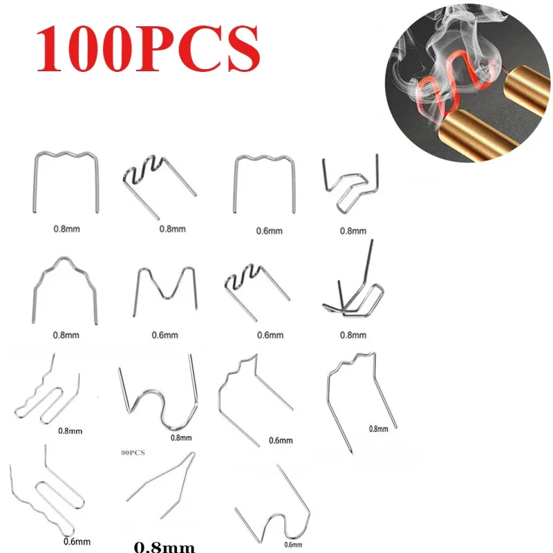 

100PC Plastic Welding Staples Types 0.6mm 0.8mm Nails Welder Repair Nails Kit Bumper Welding Automotive Clamp Soldering Brackets