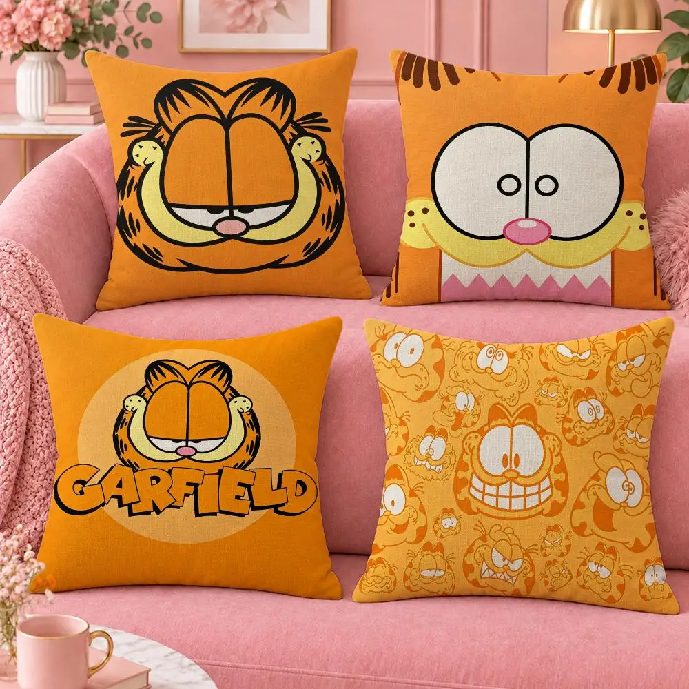 Comic Funny Cat Garfield Cushion Cover Cute Cartoon Throw Pillow Cover Soft Plush Cushion Cover Sofa Bedroom Home Decor