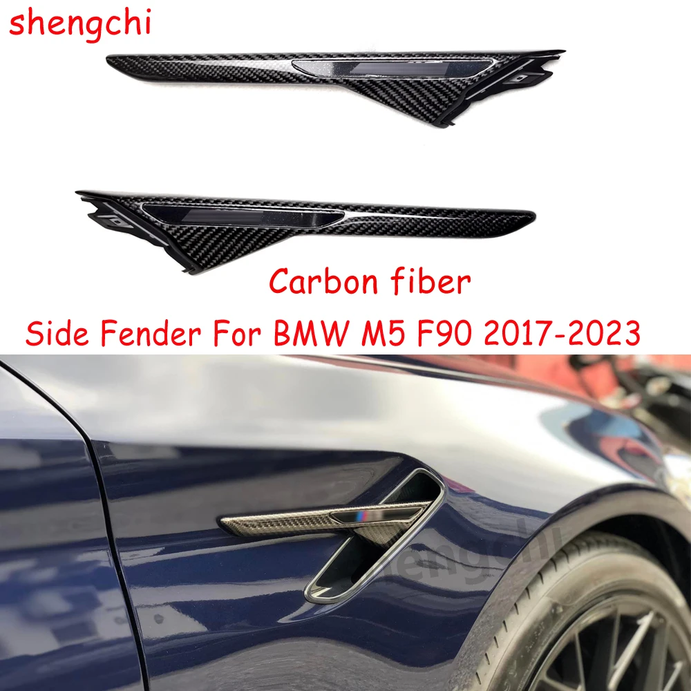 M5 F90 Carbon Fiber Gloss Black Side Fender For BMW M5 F90 Side Fender Air Vent Trim Covers 2017-2023