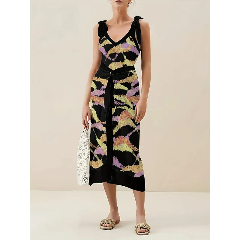 

2025 New One- Swimsuit Two-Piece Set European and American Sexy Tight-Fitting Gathered Long Cover-Up Skirt High-End Swimsui