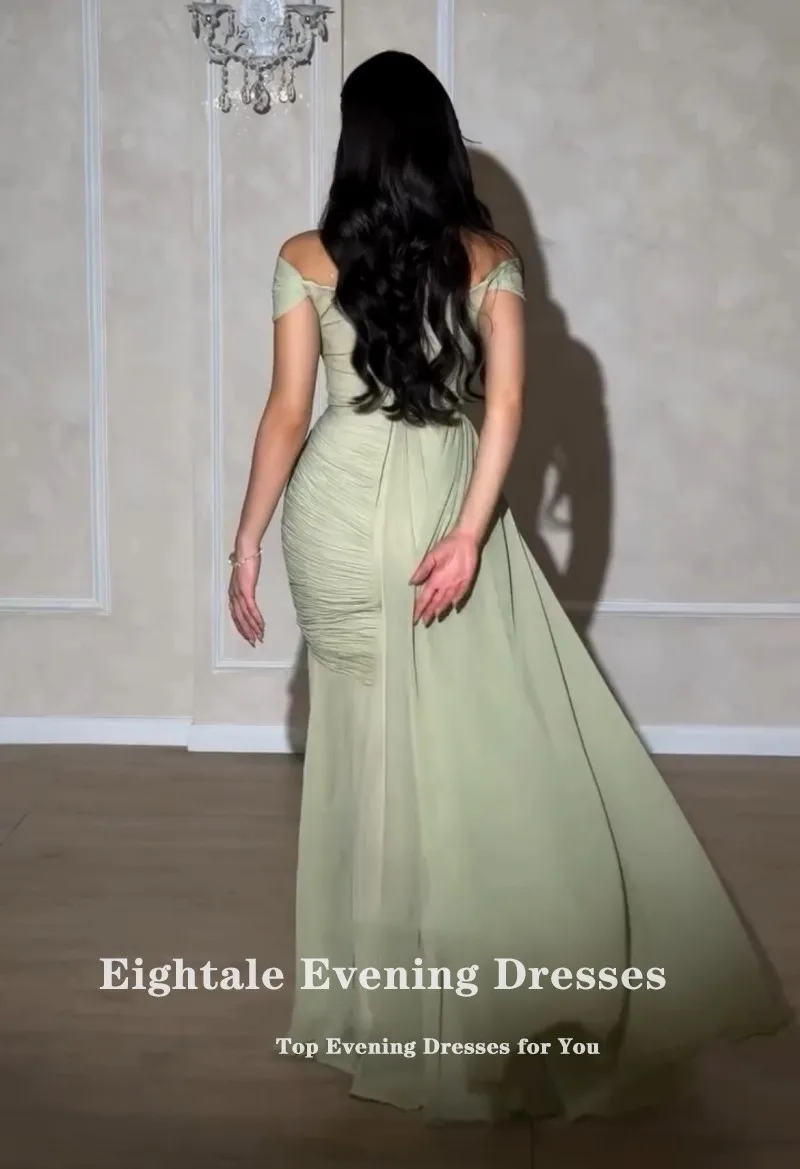 Eightale Abito da sera arabo Sweetheart Cap maniche Personalizzato Chiffon Sirena Prom Abito da cerimonia nuziale Abendkleider Hochzeit