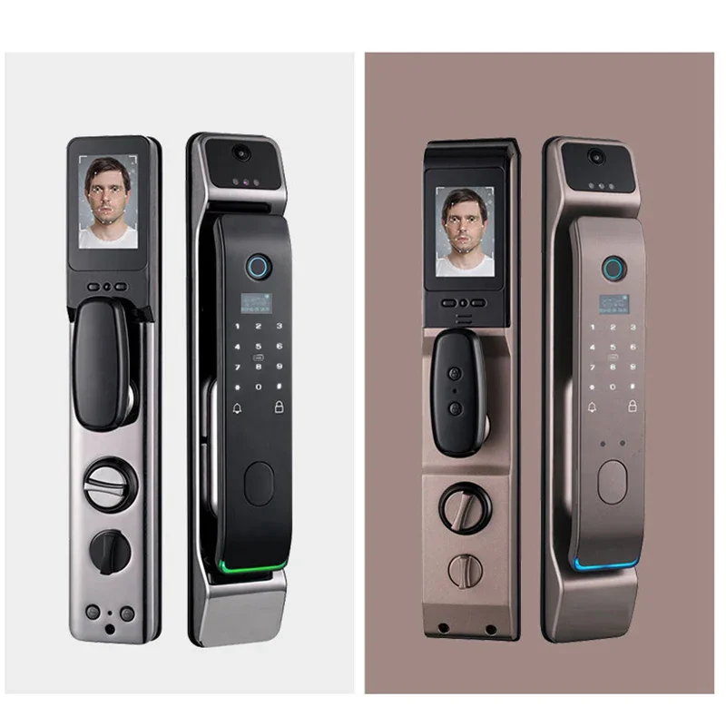 Tuya Face Recognition Fingerprint Lock Security Door With Surveillance Camera Visual Cat Eye Auto Electronic Wifi Smart Lock