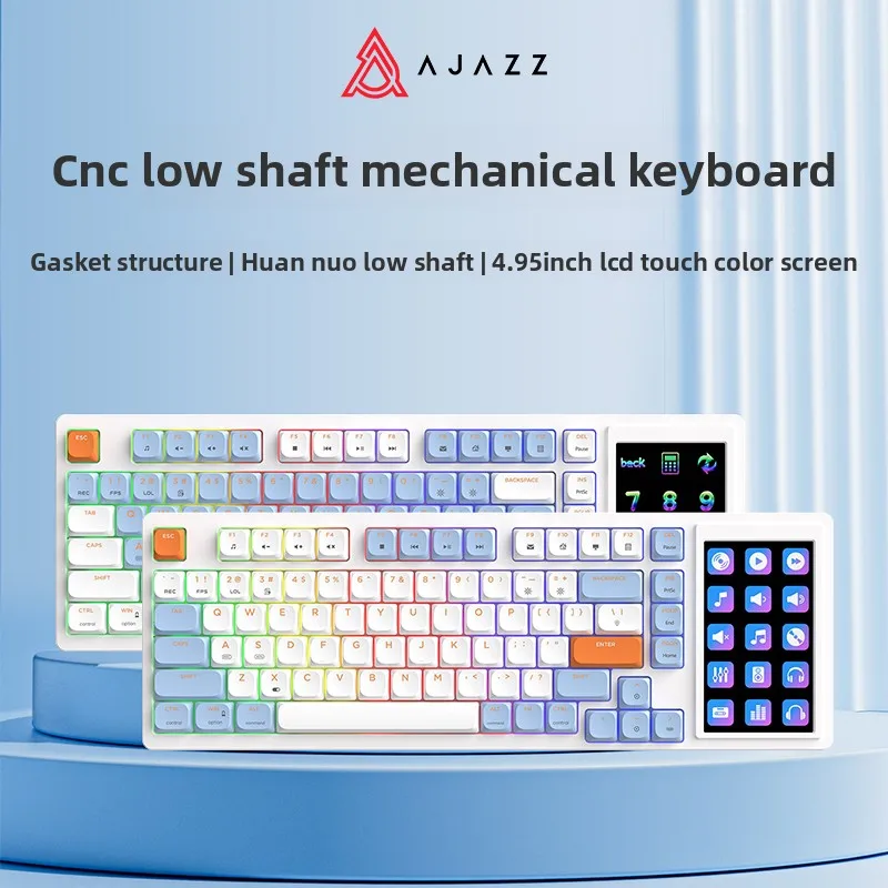 AJAZZ AKP815 Low Axis Mechanical Keyboard LCD Touch Color Screen Wired RGB Visual Programming Custom Driver Office Keyboard