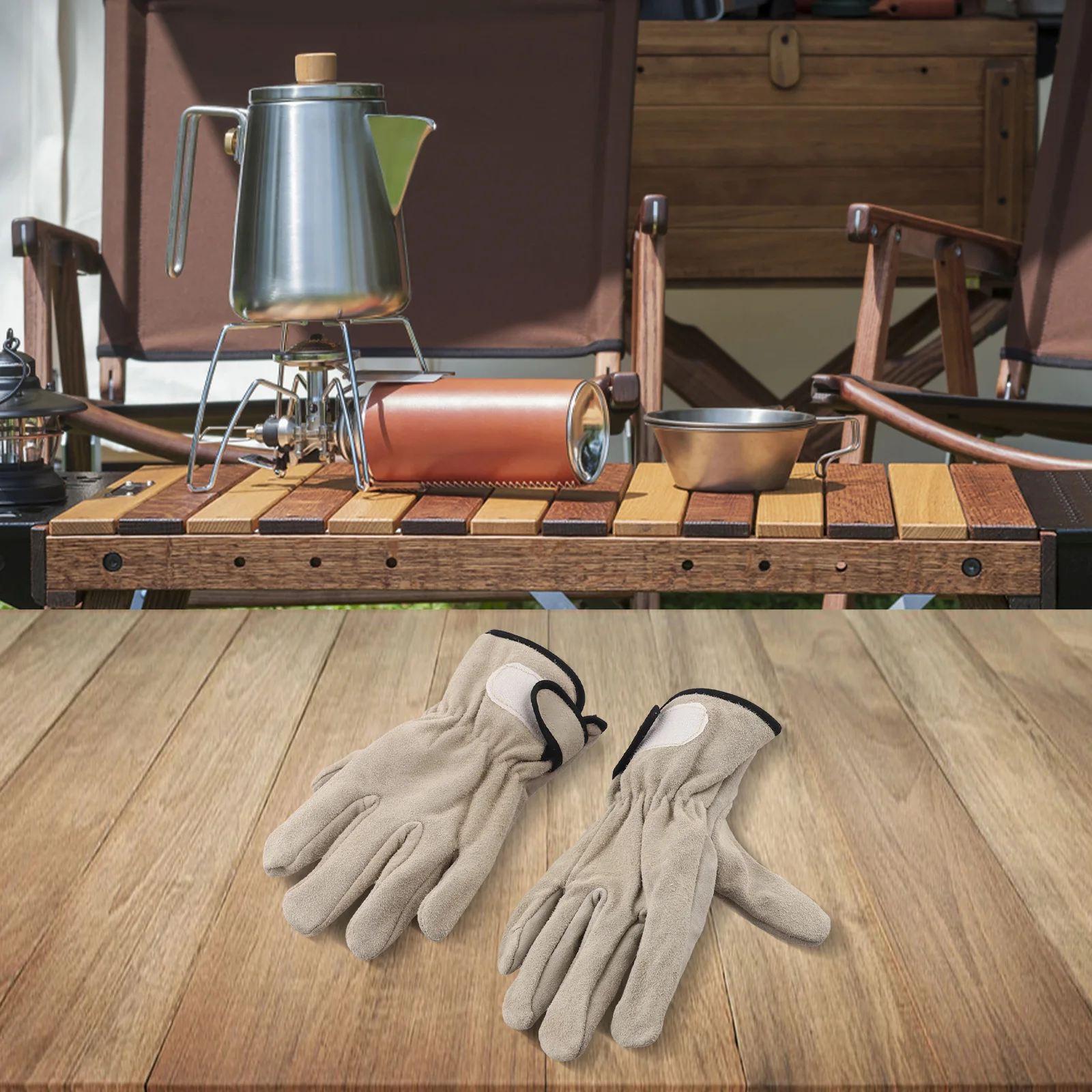 

1 пара уличных противоожоговых перчаток для барбекю, кожаные сварочные перчатки, термостойкие защитные защитные рабочие перчатки для кемпинга