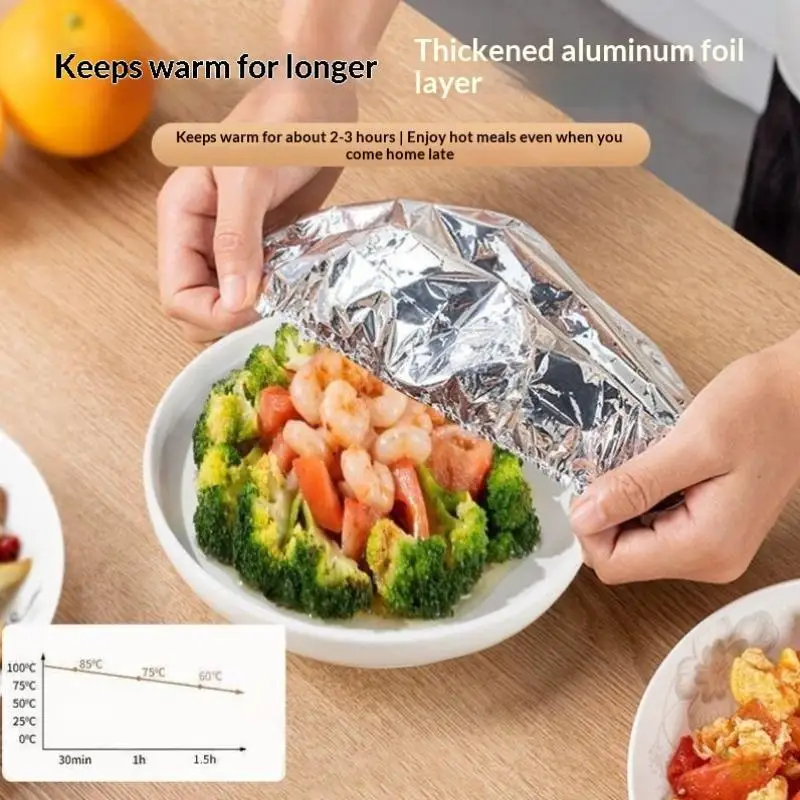 20/30/40Pcs Aluminum Foil Insulation Covers Keep Food Warm Fresh Repeatable Kitchen Food Covers Bowls Plates Adjustable Cling
