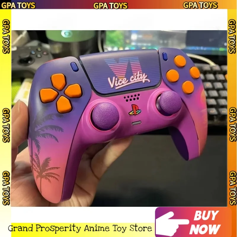 Gta Ⅵ Sunset City PS5 Controller Shell Faceplate Cover With Touchpad For DualSense Controller Replacement For BDM-010 To BDM-060