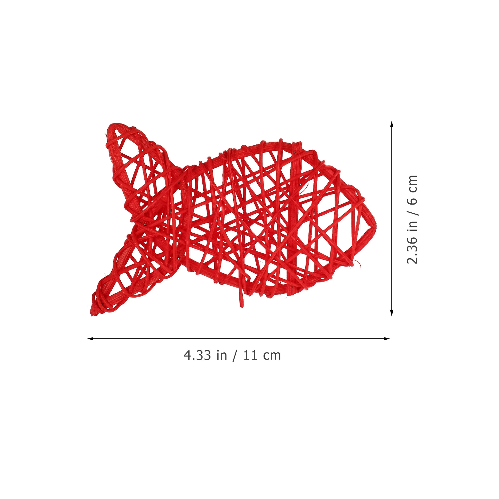 

20 Pcs Shaped Rattan Fish naments Decorative Hanging Wall Table Bamboo Christmas Rattan nament Red Xmas Gifts