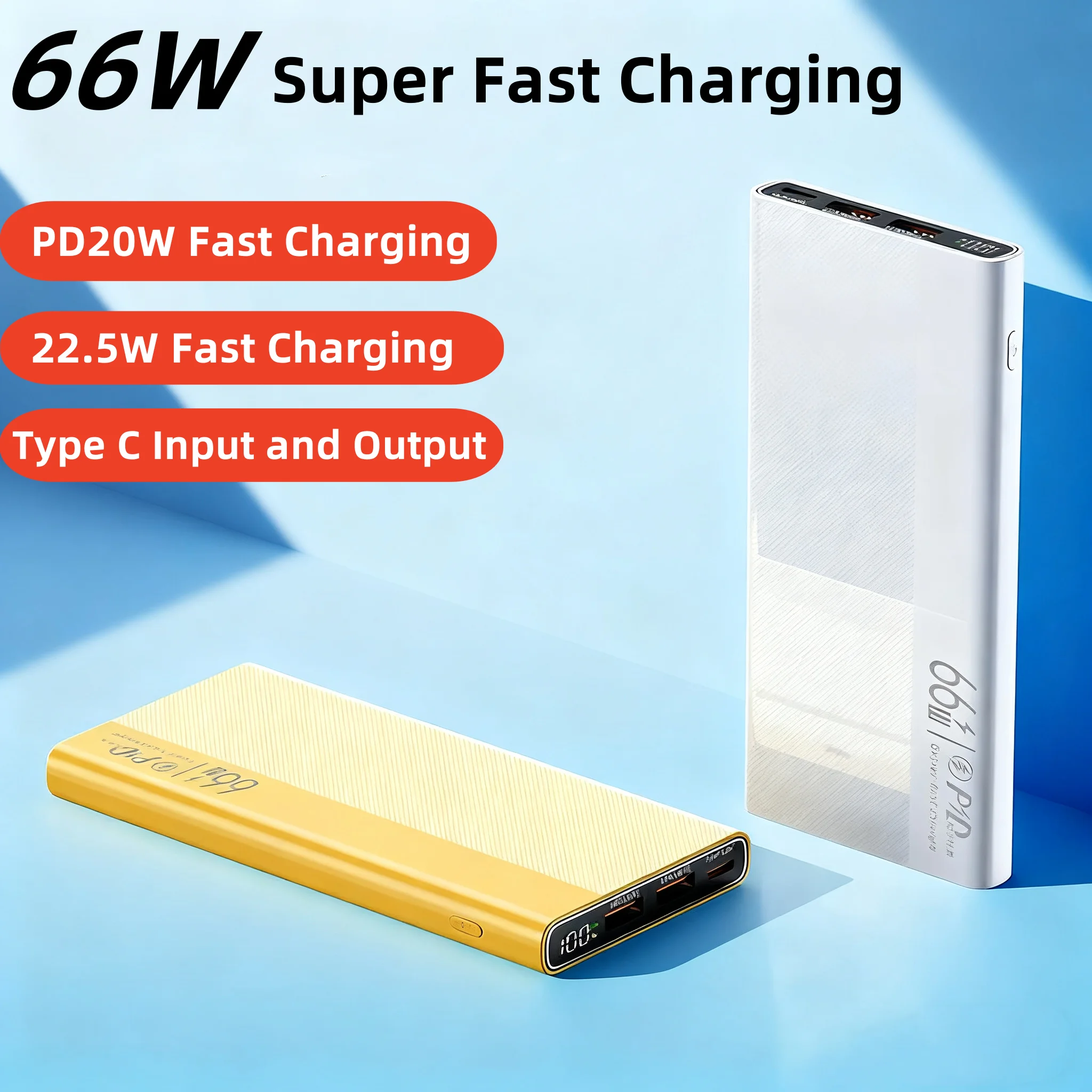 

66W Super Fast Charging Power Bank 20000mAh Dual USB Powerbank for iPhone 16 Samsung Xiaomi Mobile Phone Charger Spare Battery