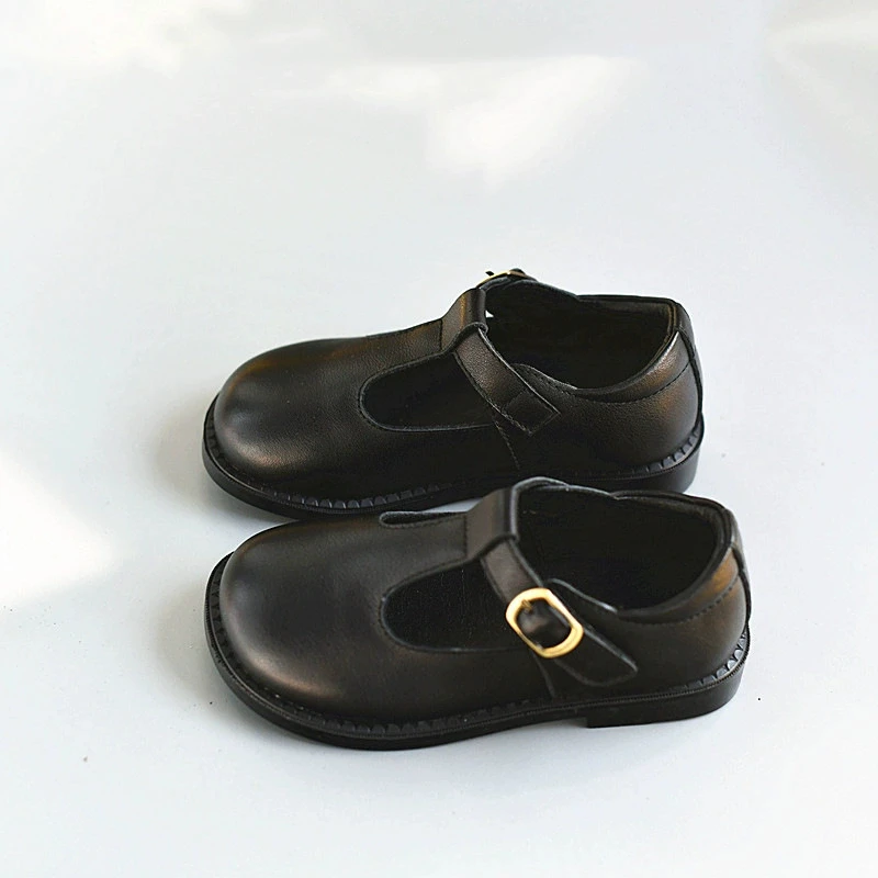 New Girls Cowhide High End Black Leather Shoes Children School Fashion Baby Genuine Leather Princess Dance Shoes Kids Toddler
