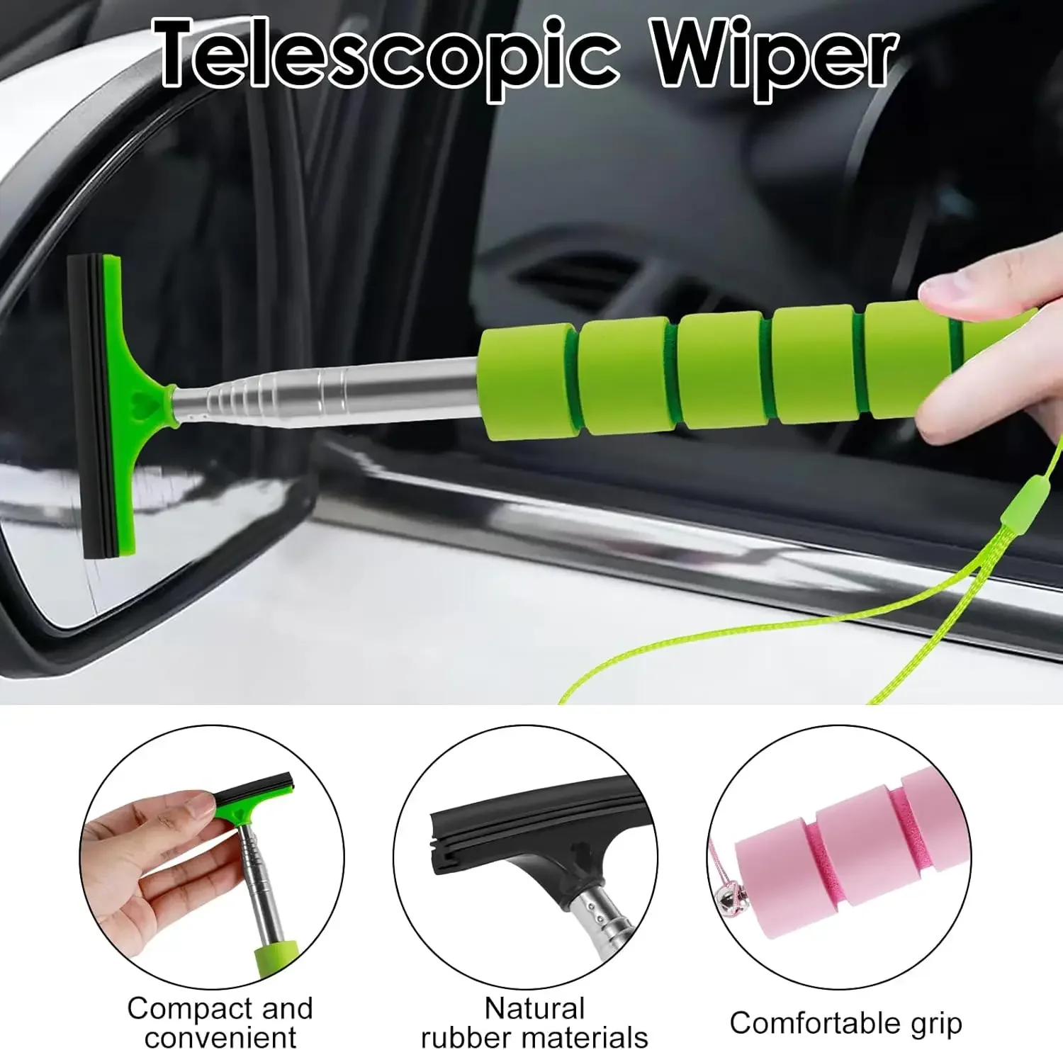 Rearview Mirror Windscreen Wiper Retractable Portable Rubber Squeegee Cleaning Tools Parts Car Rain Remover For Auto Accessories view 5