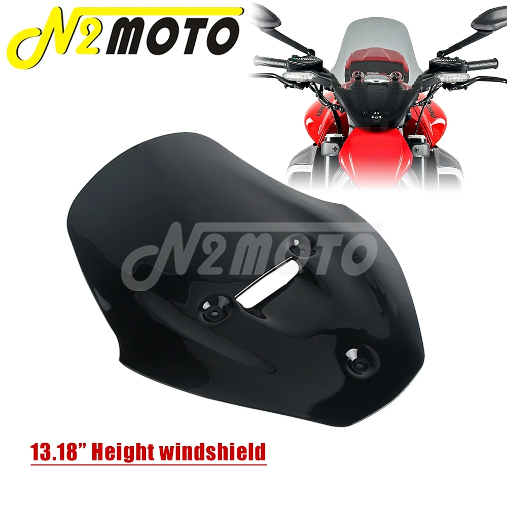 

For Ducati Diavel V4 2023 Windshield 13.18" Heigh Motorcycle Accessories Windscreen Air Deflectors Shield Wind Spoiler Screen