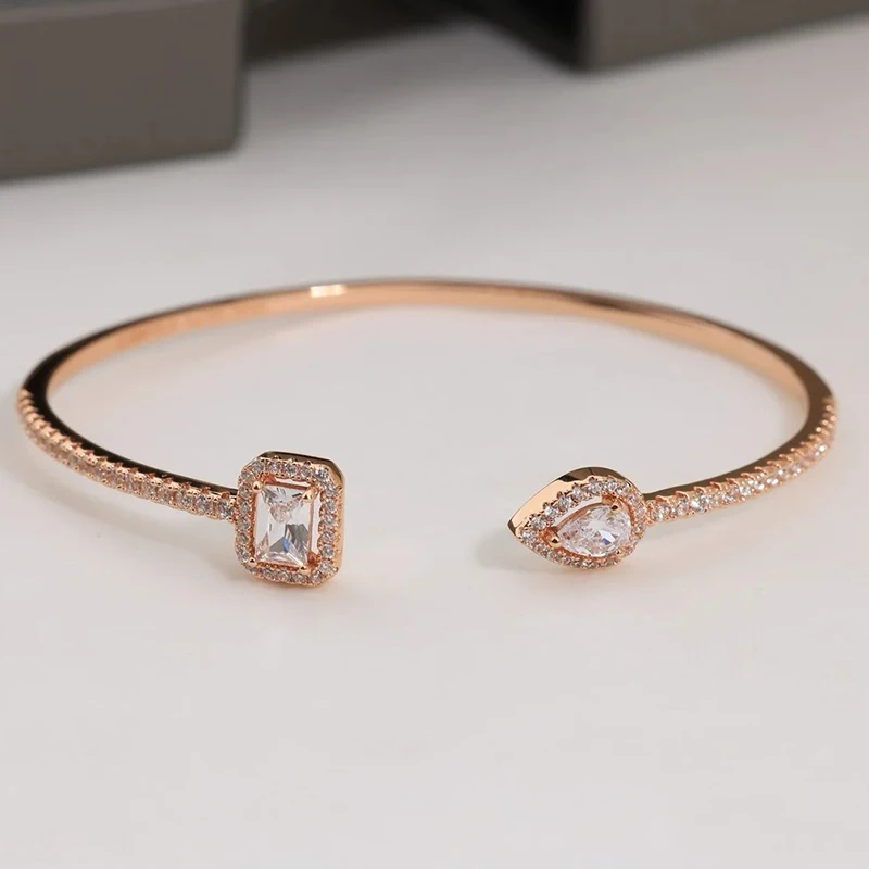 

S925 silver classic water drop sugar cube open bracelet female French luxury fashion all-match jewelry paidui holiday gift