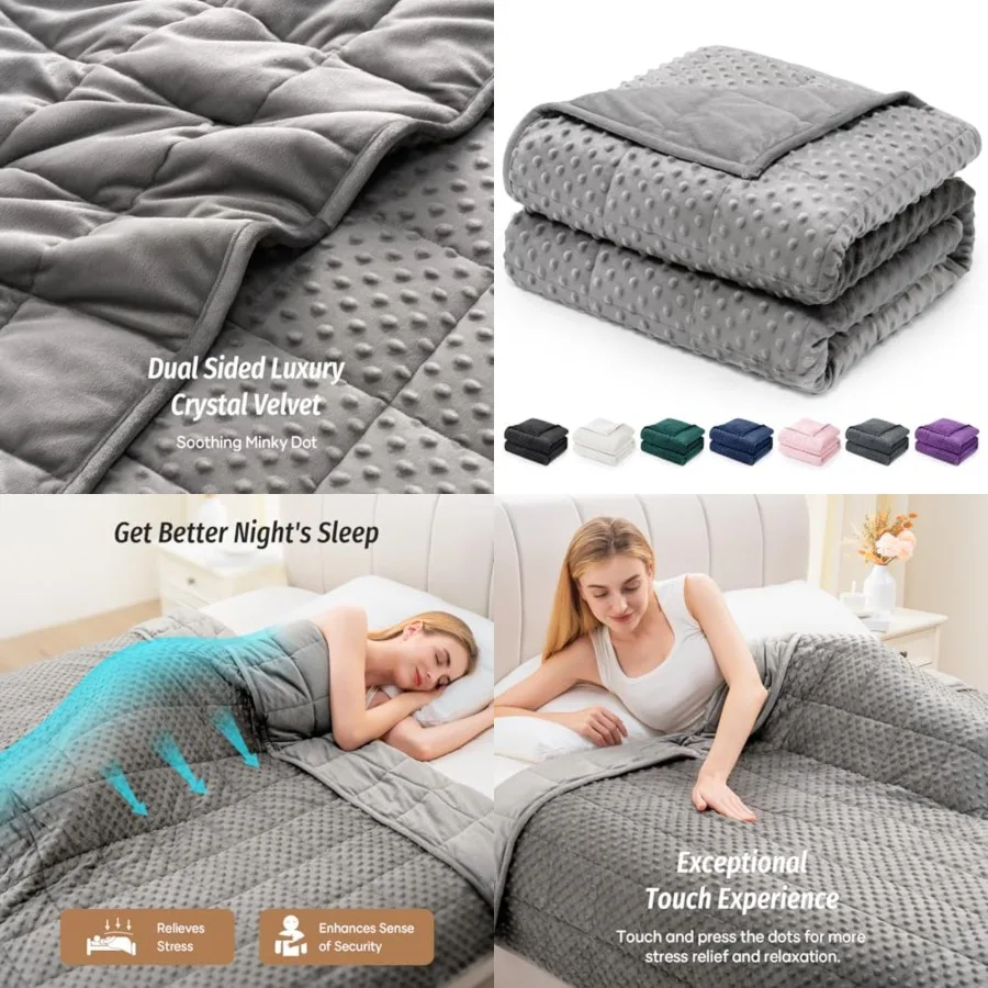 

Minky Dot Weighted Blanket Twin Size 15 lbs,Soft Cozy Heavy Blanket for Stress Relief Better Sleep, Breathable All-Season Glass