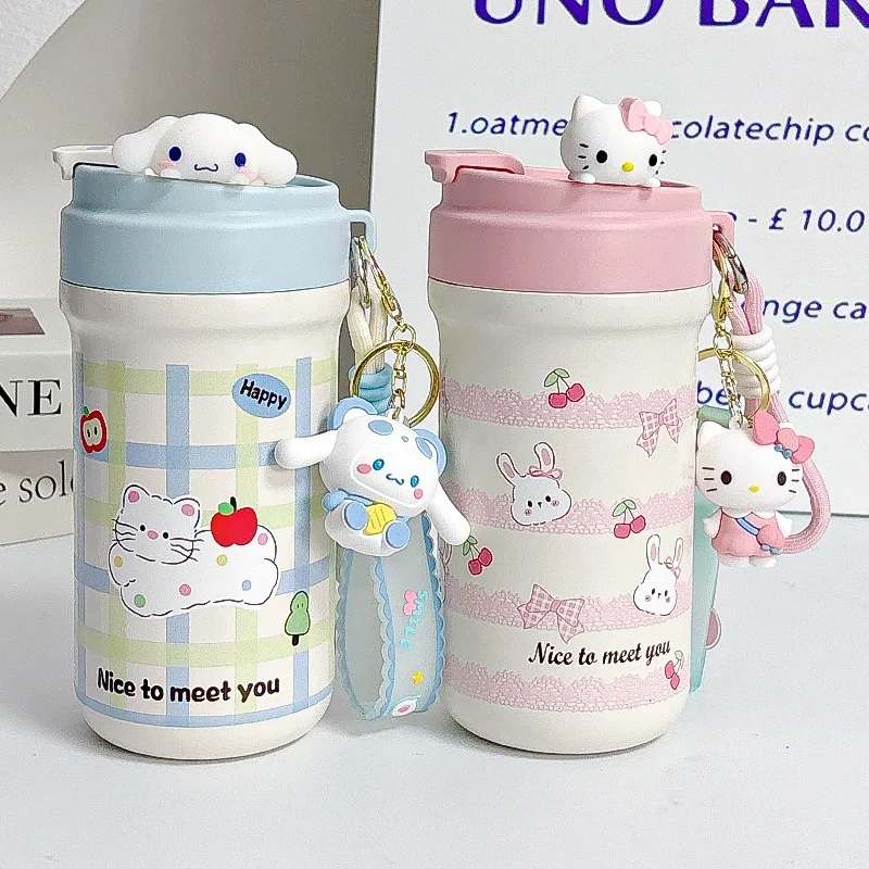 

Kawaii Sanrio Hello Kitty 316 Stainless Steel Straw Insulated Cup Cartoon High Value Student Large Capacity Drinking Cup