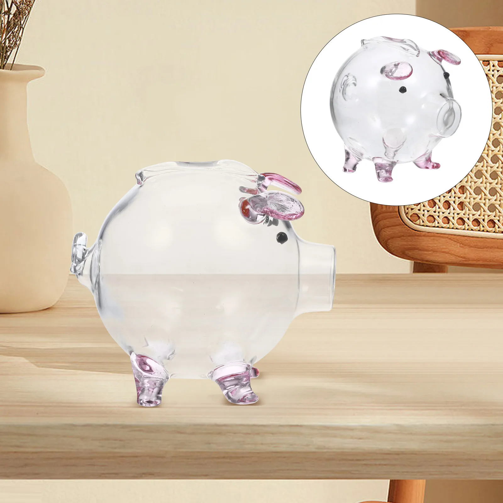 Tirelire en verre à haute teneur en Borosilicate, porte-monnaie Transparent, ornement, bouteille de rangement Durable en forme de mignon, Pot d'argent en verre Transparent