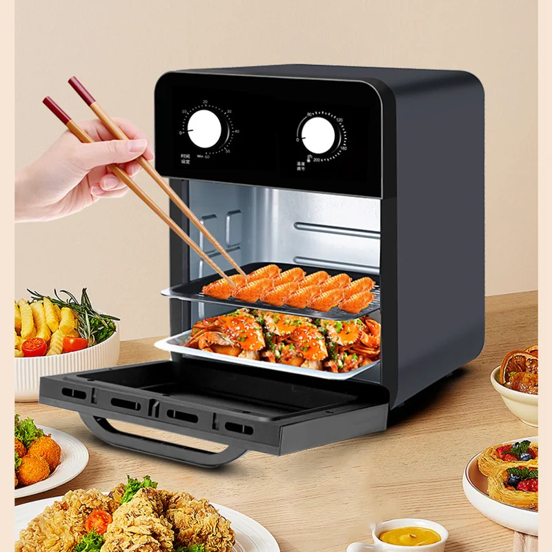 Forno Multifuncional 10L/20L com Esterilização de Utensílios, Fritadeira a Ar, Cozimento a Vapor e Janela de Visualização Transparente