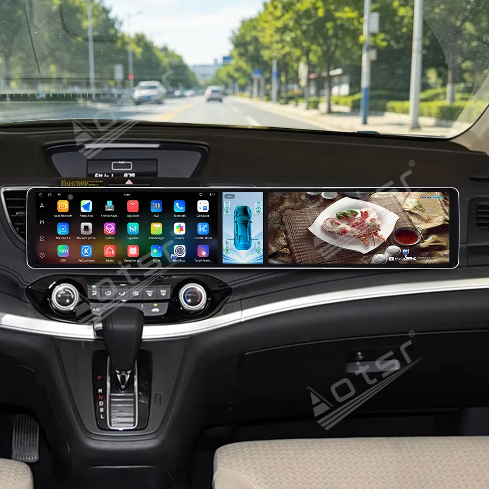 Dual 12.3 inch Triple Screen Android 15 Carplay For Honda CR-V 2012-2016 Gps Navigation Car Radio HD Touch Screen Stereo
