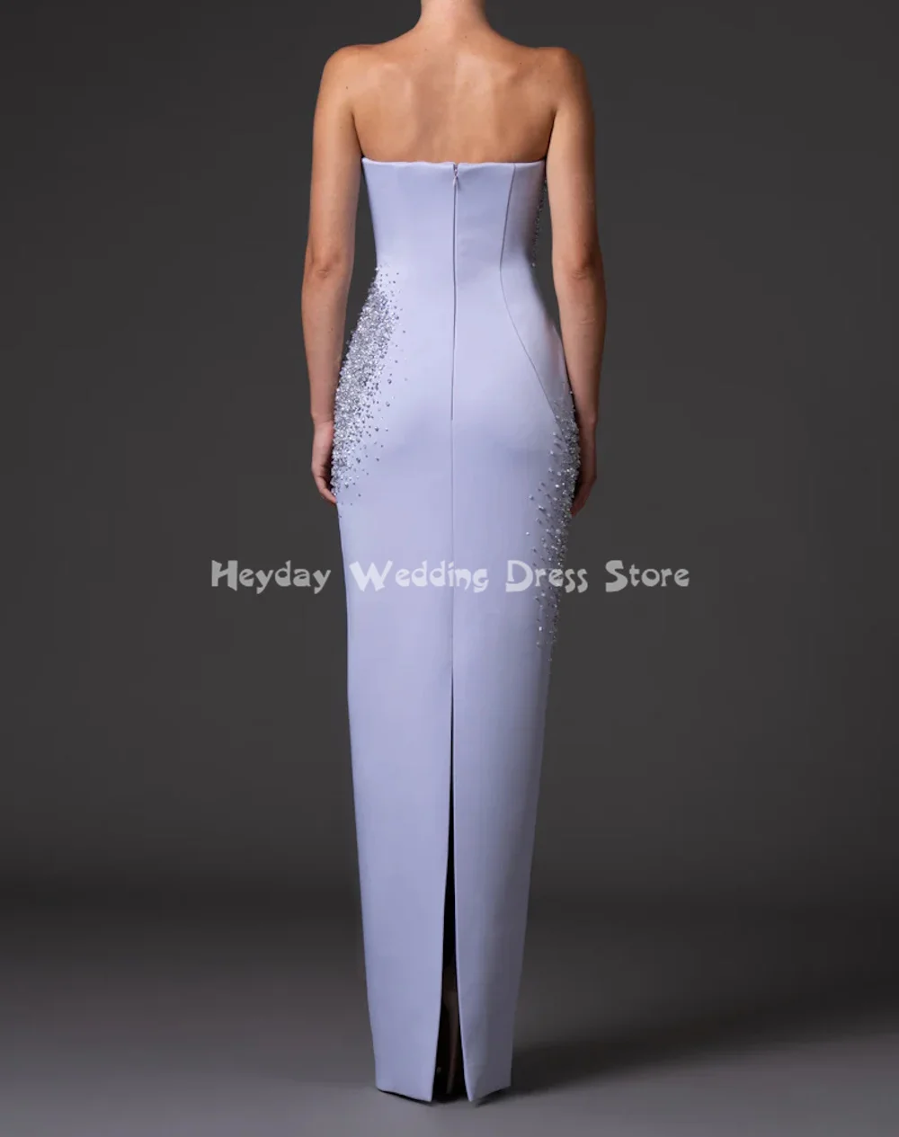 Heyday feminino sem alças crepe frisado reto saudita vestidos de noite com mangas até o chão vestidos formais elegantes 2025