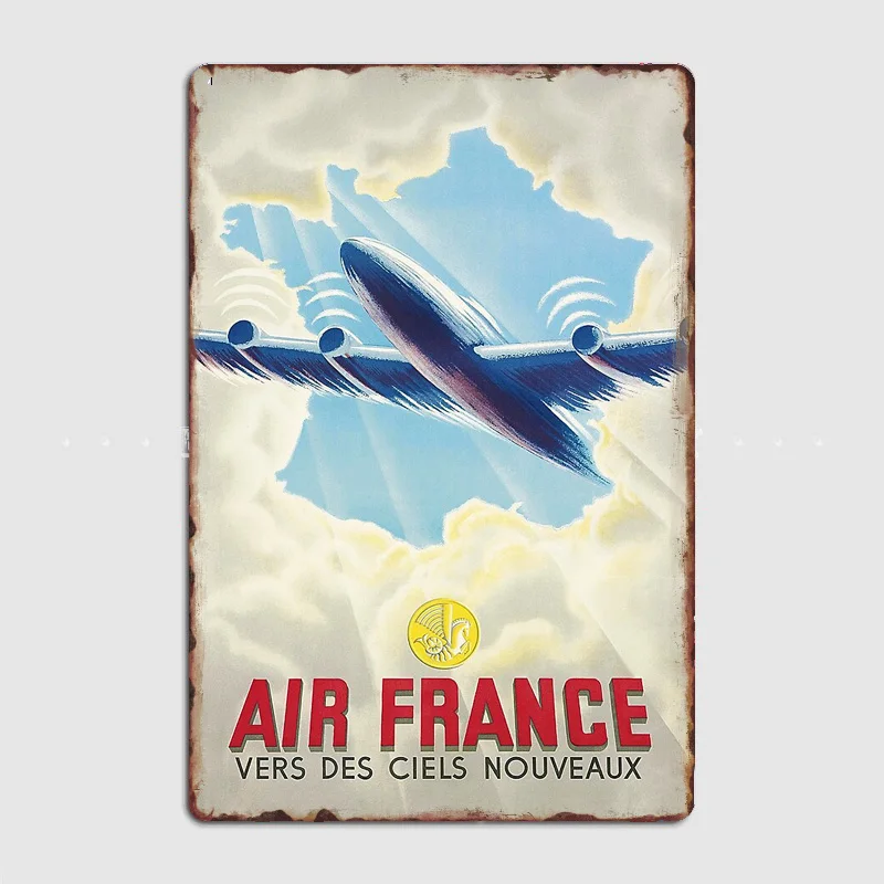

Air France Vers Des Ciels Nouveaux 1947 Retro Travel Metal Sign Posters Garage Custom Home Decor Room Decoration Wall Decor