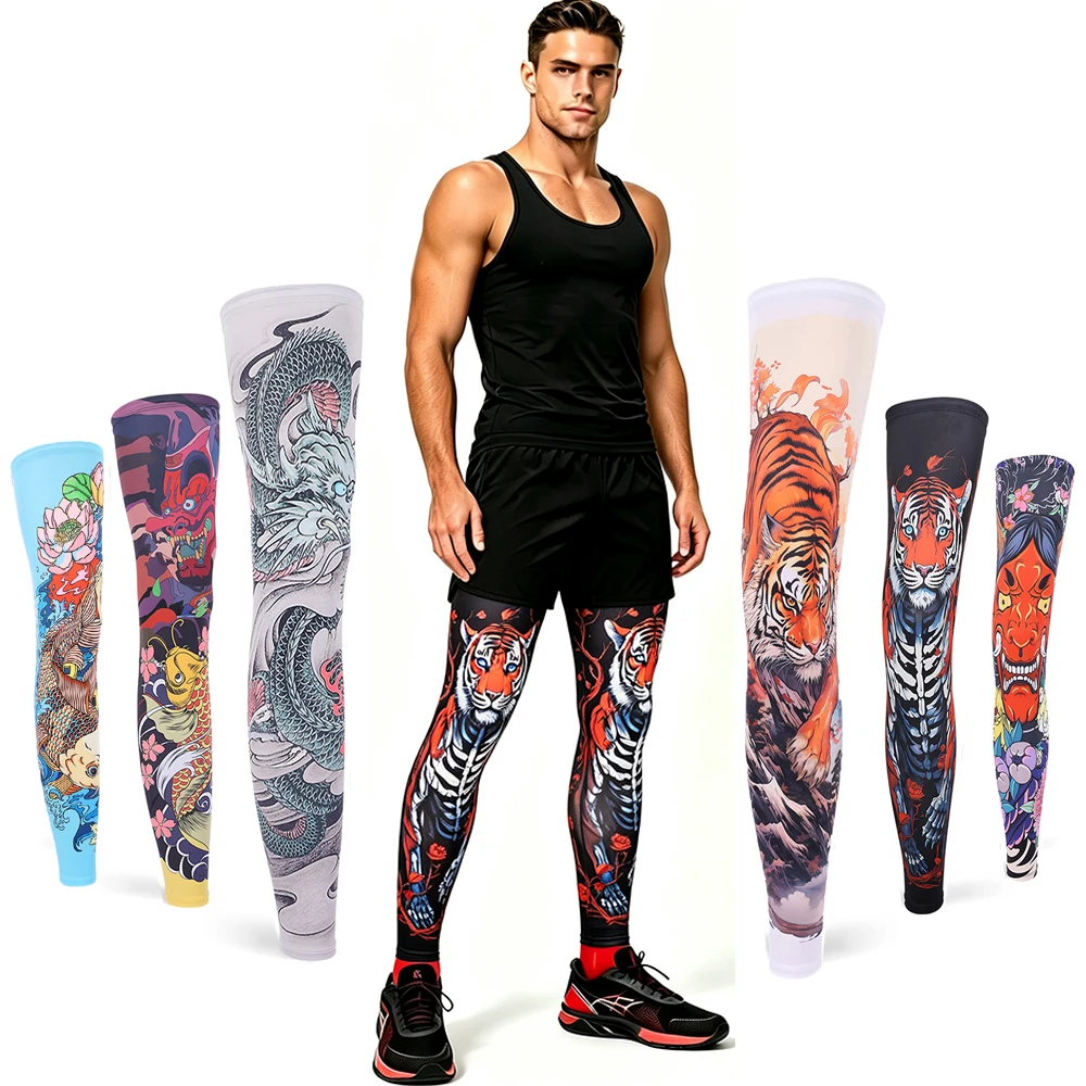 Summer Sports Leg Sleeves Outdoor Leg Warmers Sleeves Cycling Basketball Fishing Calf Shin Splint Support Anti-UV Leg Protectors