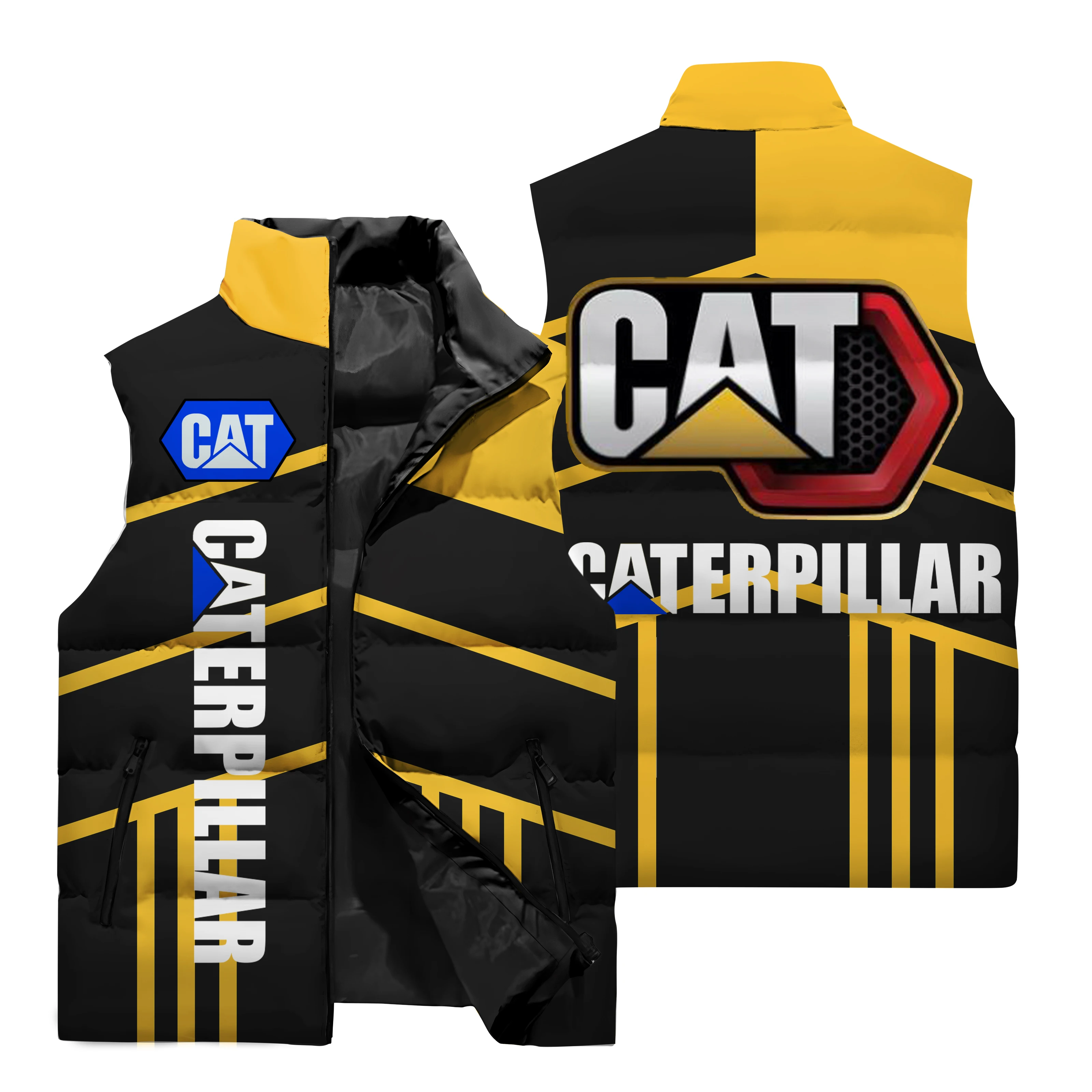 2024 New Men\'s Outdoor Sports Tank Top CAT Logo 3D Digital Printed Vest Men\'s Motorcycle Riding Sleeveless Jacket Coat M-6XL