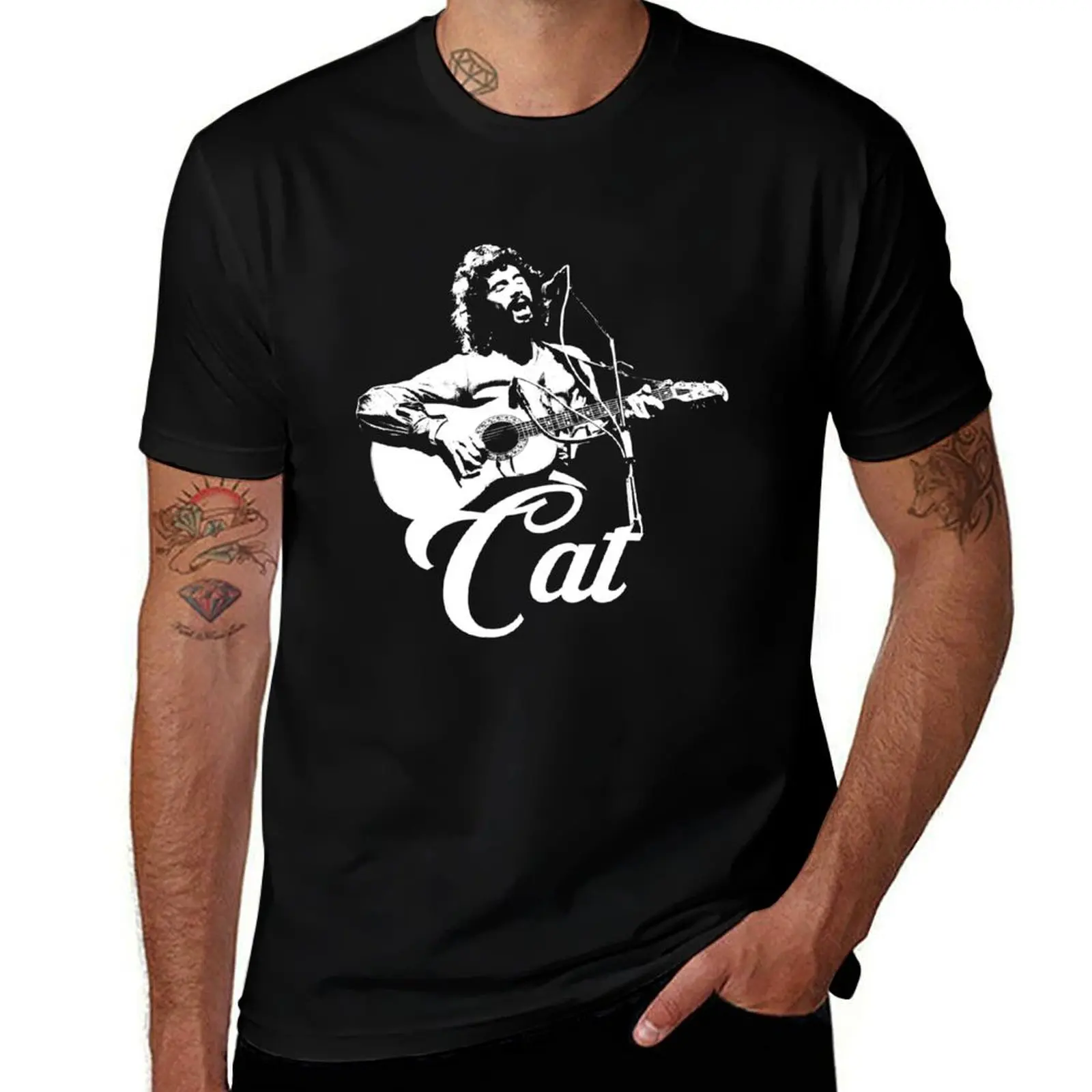 Cat Stevens - White Stencil T-Shirt graphic shirts essential t shirt anime figures customs design your own mens cotton t shirts