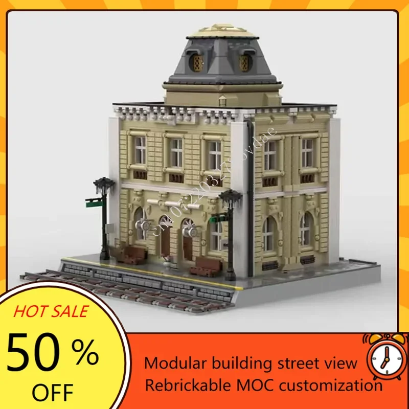 

5665 шт. новый поезд, модульный MOC, креативная модель с видом на улицу, строительные блоки, архитектура, сделай сам, образование, сборка, игрушки, подарки