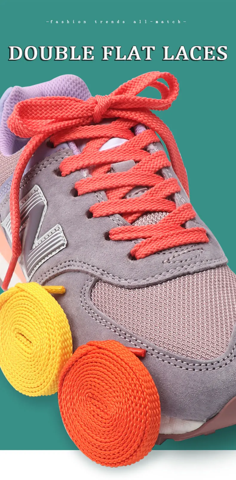 Flache Schnürsenkel für Sneaker, Schnürsenkel für Schuhe, Accessoires, Sport- und Laufschuhe, für Erwachsene und Kinder, breite, unisex Schnürsenkel für Schuhe und Stiefel, Neu – Detail 1