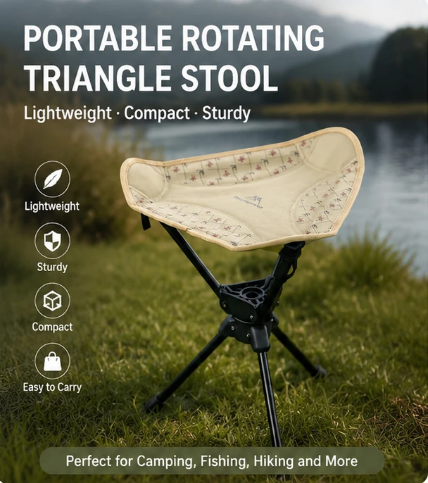 360 Degree Rotating Folding Stool Ultralight Portable Camping Chair Outdoor Fishing Picnic Travel Compact Seat